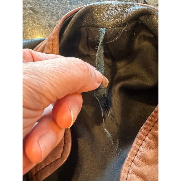 Vintage Butter Soft Black Leather Moto Jacket Brown Trim Quiet Luxury Minimalist - Picture 14 of 16